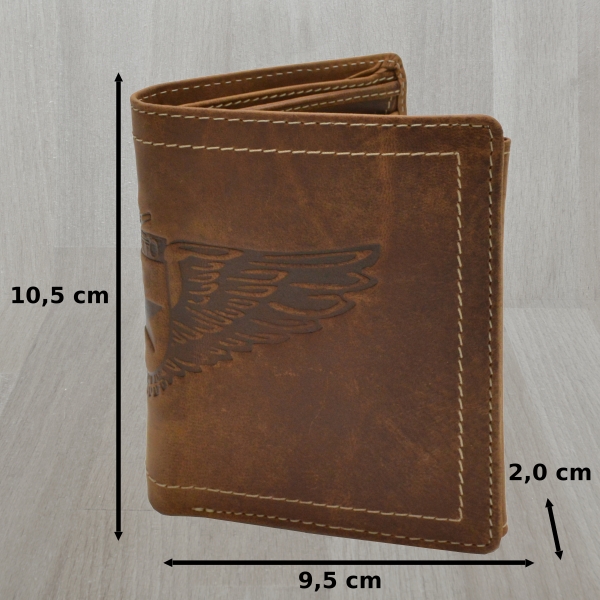 Echt Leder Portemonnaie Flügel Adler Herren Brieftasche Geldbeutel braun